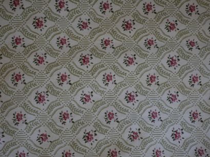 null Deux paires de rideaux en lampas beige à motif de fleurs. Haut 320cm, Larg 90cm...