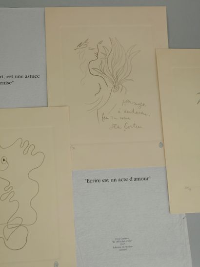 null Jean COCTEAU. Homage to Jean Cocteau. 4 lithographs on arches vellum, numbered...