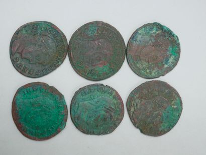 null 
Six coins. Bronze. Roman Period
