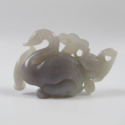 null Jade composition of a Swan and its swan holding the attributes of long life,...