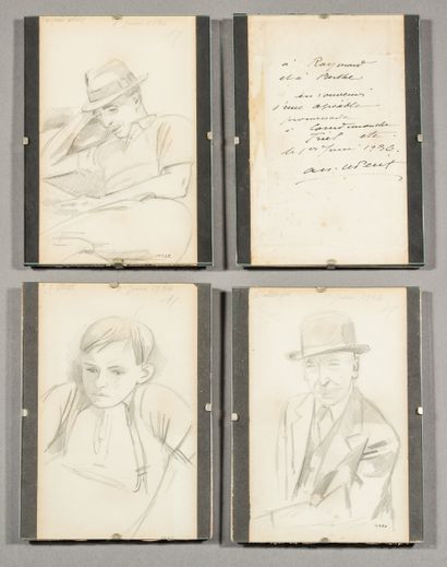 null Alfred Marie LE PETIT (1876-1953). Ecole de Honfleur. Lot de 3 portraits d'hommes...