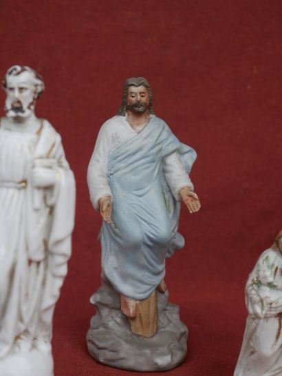 null Lot of saints figurines including a statue of Gemerkt ML in biscuit of porcelain...