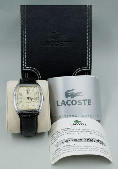 null LACOSTE. Limited edition. Men's wristwatch, steel dial with golden background,...