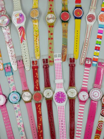 null Large lot of watches including: 29 SWATCH watches and 1 FLIK FLAK watch. (Condition...