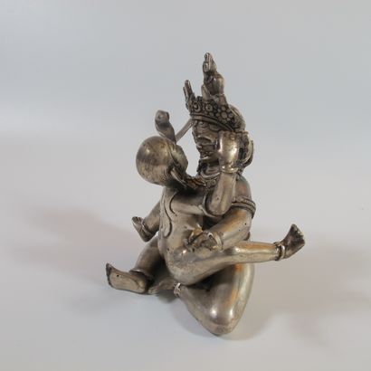 null Tantric statuette of divine union Shiva-Shakti. Metallic alloy called "Tibet...