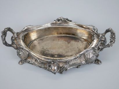 null VICTOR SAGLIER. Louis XV style silver plated planter decorated with roses, cartouches,...