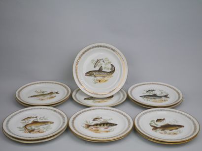 Suite of twelve Limoges porcelain plates...