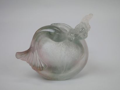 null DAUM FRANCE. Candy jar in colorless crystal and glass paste with a mermaid decoration....