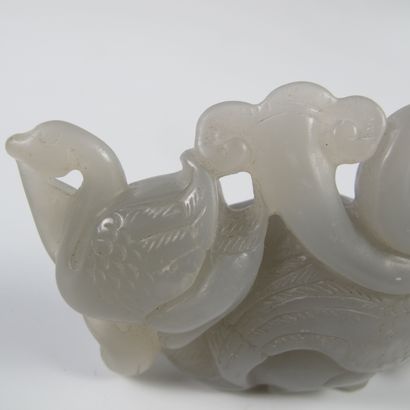 null Jade composition of a Swan and its swan holding the attributes of long life,...