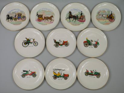 null GIEN. 10 earthenware dessert plates with polychrome decoration, 6 of which are...