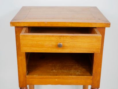 null Wooden bedside table with one drawer, tapered legs. Height 70cm, width 37cm,...