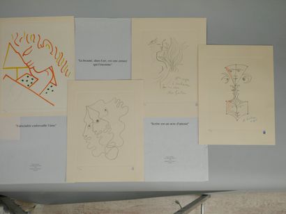 null Jean COCTEAU. Homage to Jean Cocteau. 4 lithographs on arches vellum, numbered...