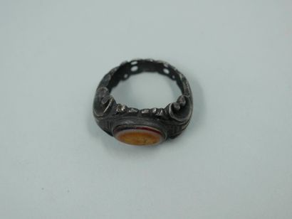 null Beautiful and important ring with a silver rennaissance setting and a probably...