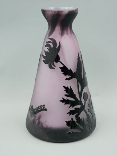 null THE ROCHERE. Vase piriform with slightly flared neck out of multi-layered acid-etched...