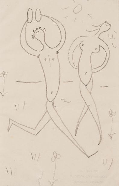 Jean COCTEAU (1889-1963). Couple with Cymbals....