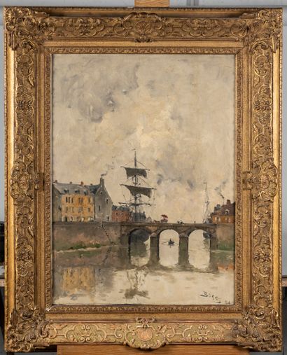 null Franck BOGGS (1855-1926), Port of Normandy. Oil on panel, signed and dated 84....