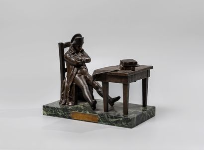 null Emile CARLIER (1849-1927). Battle vigil. Bronze sculpture with brown patina...