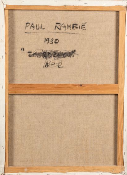 null Paul RAMBIE (Né en 1919), Masques, huile sur toile, signé et daté 1980. 73 x...