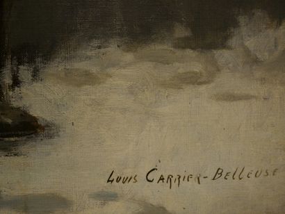 null Louis-Robert CARRIER-BELLEUSE (1848-1913) The Beggar Musician in the Snow. Oil...