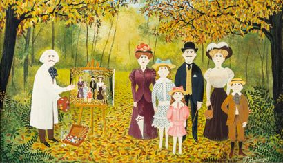 null Fernand BOILAUGES (1891-1991). Portrait de famille. Huile sur toile, signée...