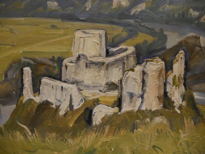 null 
Takanori OGUISS (1901-1986), entourage de. Château Gaillard. Huile sur toile...