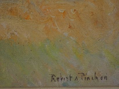 null Robert PINCHON (1886-1943). Les meules. Huile sur toile. Signée en bas à droite....