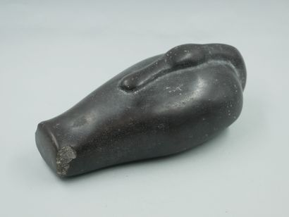 null Poids antique en forme de canard en pierre noire endogène ignée probablement...