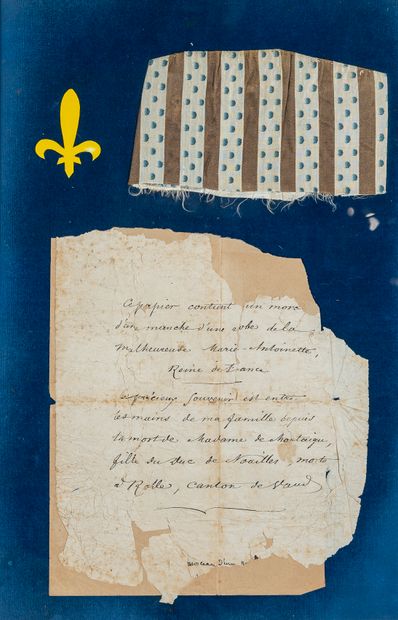 null La Reine Marie Antoinette (1755-1793). Morceau de robe en plumetis de soie marron...