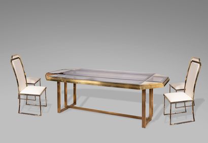 null In the taste of Romeo REGA (1904-1968). Important dining room table of octagonal...