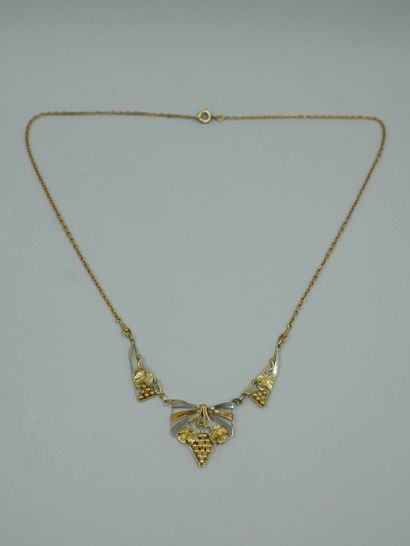18K yellow and white gold drapery necklace...
