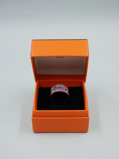 null HERMES Paris. Ring "Labyrinth" in silver 925/1000, partially enamelled purple....