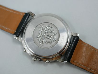 null HERMES - Montre bracelet modèle "Clipper Chronographe" à trois compteurs, mouvement...