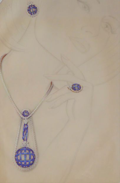 null Philippe DELOISON (20th) for VCA. Planet set, diamonds and sapphires, platinum....