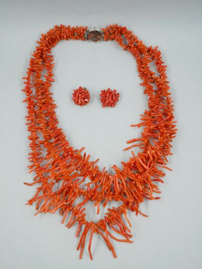 Set of coral branches including a necklace...
