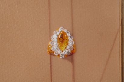 null Preparatory drawing of a marquise yellow diamond ring. Gouache on celluloid....