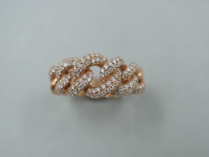 18k rose gold gourmet ring partially paved...