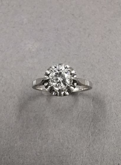 null 
Platinum solitaire set with a diamond weighing approximately 0.55cts. TDD 51....