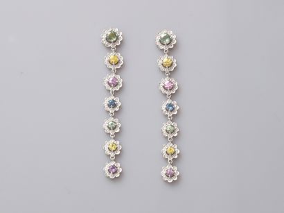 A pair of 18k white gold earrings with a...