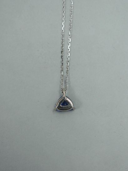null 18K white gold pendant set with a 1ct troïdia sapphire. Accompanied by its 18K...