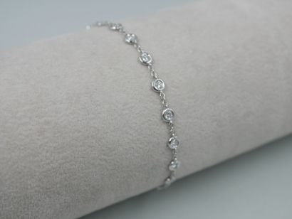 null 18k white gold forçat link bracelet with seventeen brilliant-cut diamonds in...