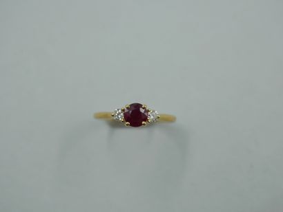 null 18k white gold ring set with a 0.73ct natural Burmese ruby and diamonds. PB...