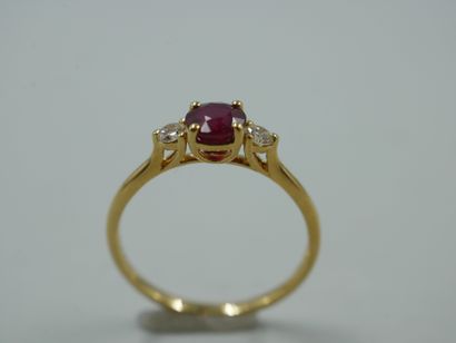 null 18k white gold ring set with a 0.73ct natural Burmese ruby and diamonds. PB...