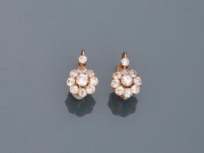 A pair of 18k yellow gold flower-shaped sleepers...