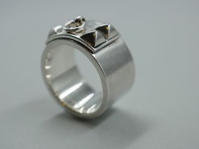 null HERMES Paris. Dog collar ring in silver 925 Mil. Weight 16,80gr. TDD : 55.