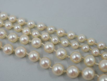 null Necklace of pearls of culture in fall. Silver clasp. PB : 16,20gr. Length :...