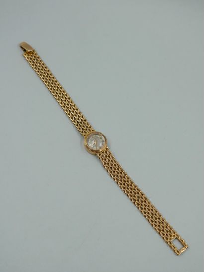 null JAEGER LECOULTRE. Montre bracelet de dame, en or jaune 18K. Boitier rond à index...