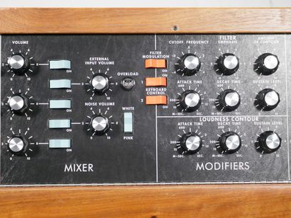  MOOG Minimoog Walnut Edition 164 of 250 synthesizer. 
Nice condition. Tested. With...