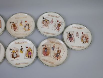 null CHOISY.

Set of nine fine earthenware plates with anecdotal decoration around...