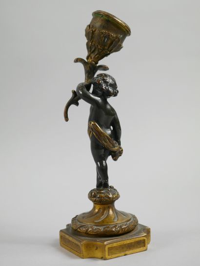 null French school XIXth century. 

Candlestick representing a putto. 

Proof in...