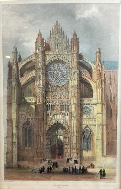 null Set of 2 engravings composed of : 

- BEAUVAIS cathedral : south transept. Engraving...